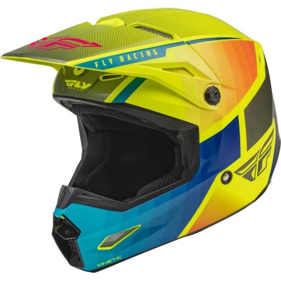 Шлем Fly Racing Kinetic Drift (синий, Hi-Vis желтый, серый)