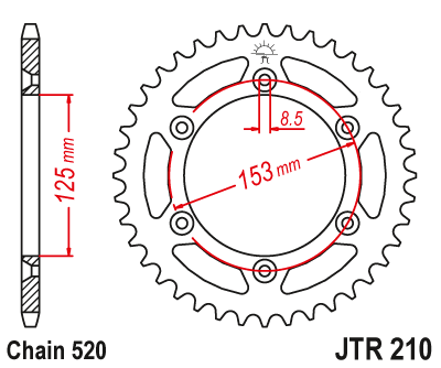 Звезда ведомая алюминиевая  JTA210.48 Red (JTR210.48)