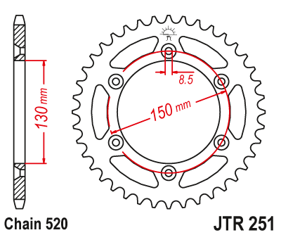 Звезда ведомая алюминиевая JTA251.48 Blue (JTR251.48)